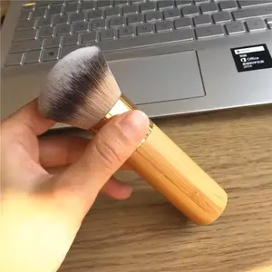 The Buffer airbrush finish bamboo foundation brush with Dense Soft Synthetic Hair Makeup Brush for Powder Bronzer Blush
