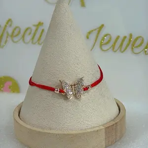 Red String Bracelet Star Butterfly #0220 18k Laminated Gold Hypoallergenic 6.5 Inches with Extender Everyday Wear