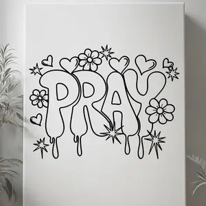 DTF Transfer Outline - Press & Paint Outline, Color your own DTF Print - Christian Coloring Activity - Pray and Paint Party - Coloring Paint Print