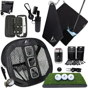 Obsidian Golf Signature Gift Box 12 Piece Premium Set with Magnetic Towel Chipping Net Microfiber Cloths Tees & Accessories for Golfers This Christmas
