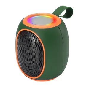 WSTER WS-338 Portable Bluetooth Speaker High Power 360 Degree Stereo LED Light TWS Function FM Radio MicroSD USB Wireless Outdoor Audio Equipment for Camping Green