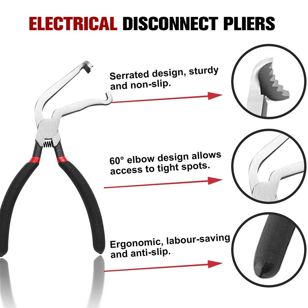 2PCS Electrical Disconnect Pliers Set Automotive Connector Removal Tool 60° Angle & Straight Fuel Injector Sensor Clip Removal Tool
