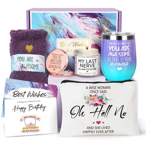Women's 7-Piece Appreciation Gifts Box with Coffee Cup & Fuzzy Socks - Thoughtful Encouraging Womens Gifts for Friends, Home & Festive Party Supplies