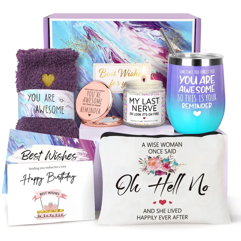 Women's 7-Piece Appreciation Gifts Box with Coffee Cup & Fuzzy Socks - Thoughtful Encouraging Womens Gifts for Friends, Home & Festive Party Supplies