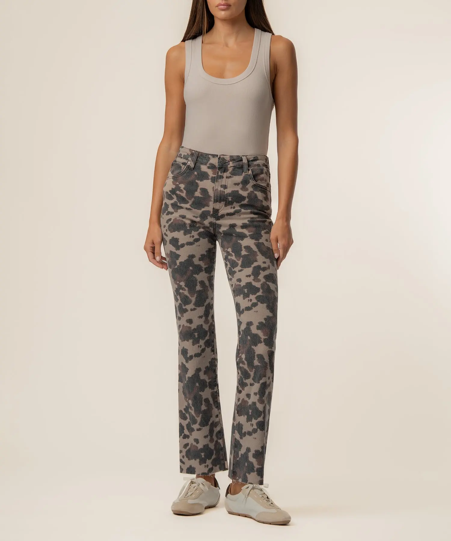 Kelsey High Rise Ankle Flare in Taupe