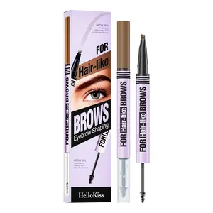 HelloKiss 2-in-1 Microblading Eyebrow Cosmetic Pen & Setting Gel, Fluffy Flawless Salon-Worthy Brows, 5 Flattering Shades, Long-Lasting Water Proof Nourishing Formula, Easy Application for Beginners