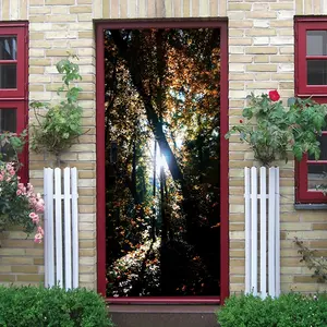 2 Autumn Forest Light and Shadow Wall Stickers Creative Home Decor Self Adhesive Removable Bedroom Living RoomWall Art Natural Scenery Sunlight Tree Leaf Pattern Wall Decor Stickers