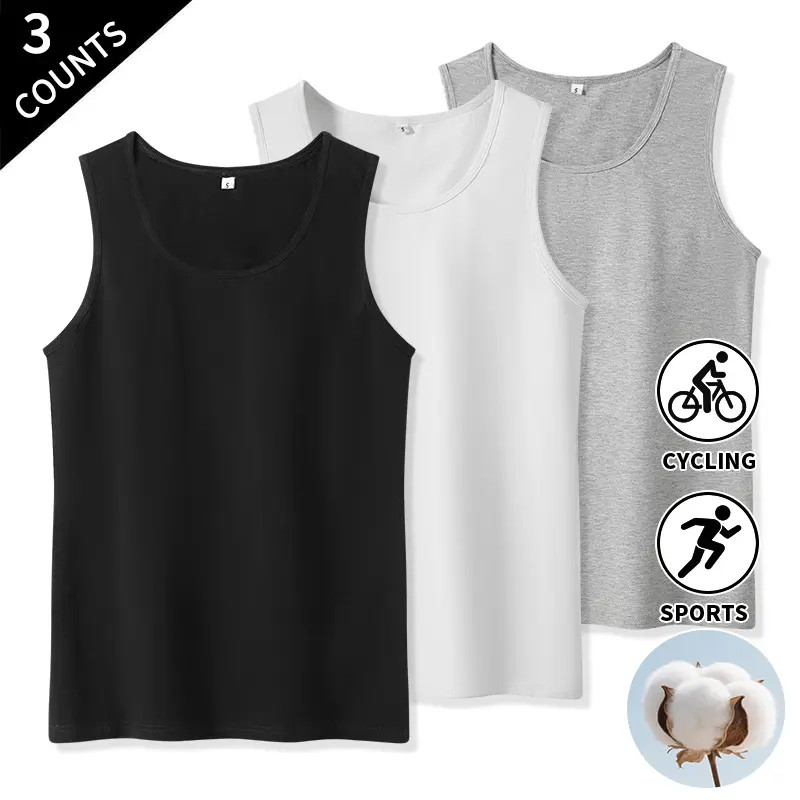 3-Pack Men’s Sleeveless Tank Tops – Streetwear layering tops for gym workouts, summer vacations, and urban everyday outfits