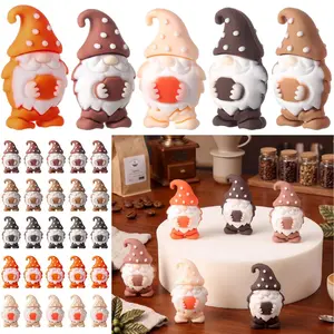 DoubleFill 50 Pcs Mini Coffee Gnomes Figurines Tiny Resin Statues to Hide and Seek Cute Small Gnomes Figure for Coffee Bar Accessories Decor Swedish Tomte Figurine Ornament Gift for Home Table Shelf