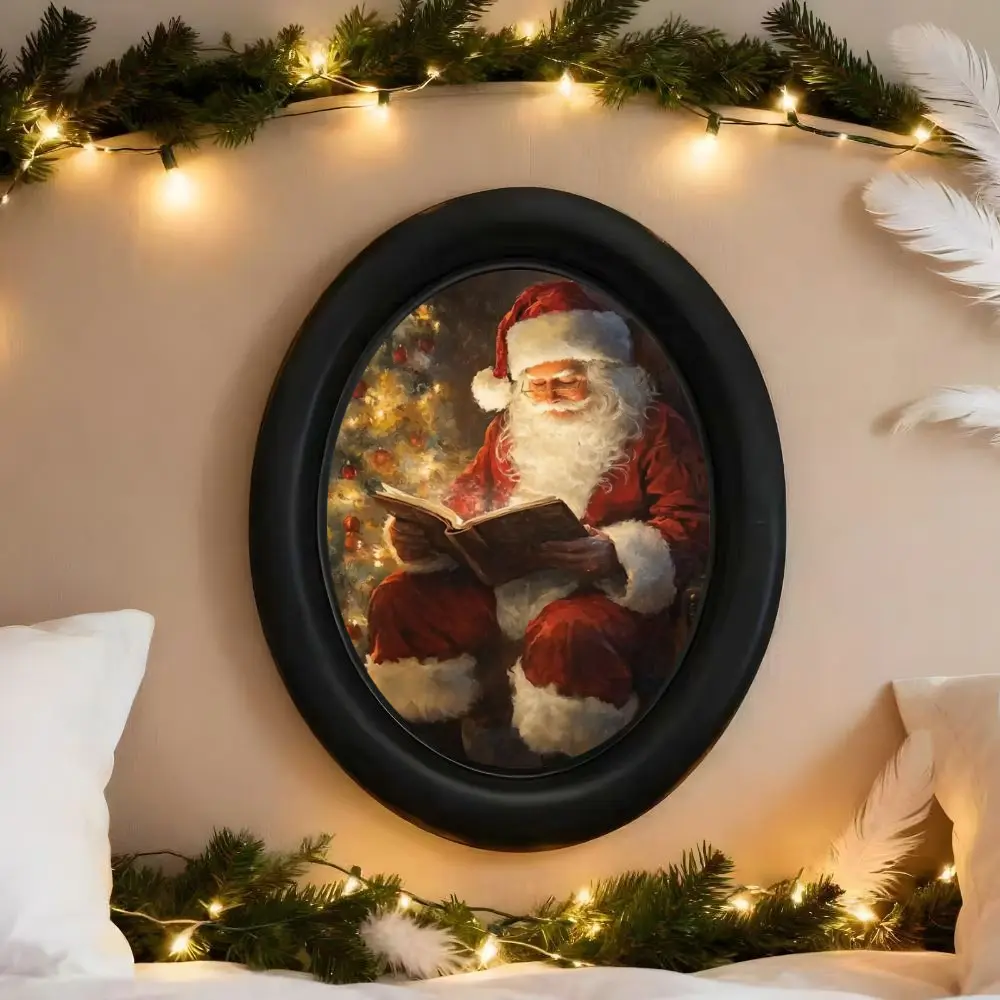 Vintage Art Style Santa Claus Reading Decoration, Perfect for Halloween Christmas Thanksgiving Home Office Wall Decor, Hanging Decoration, Room Decoration, Festive Home Decoration, Holiday Decor, Christmas Decorations