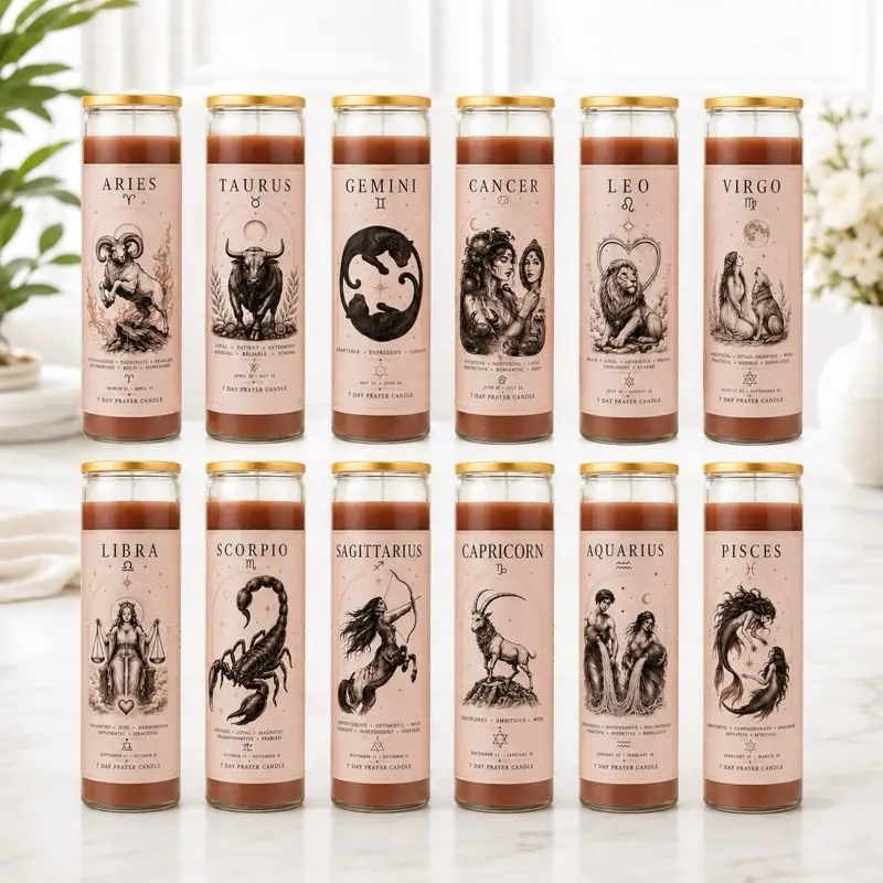 Zodiac Prayer Candle | Personalized Astrology Manifestation Candle | 7 Day Spiritual Intention Candle