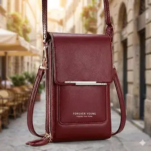 Touchscreen-Friendly Women's Crossbody Bag, Water-Resistant PU Leather Tote with Magnetic Closure, Multi-Compartment Organizer for Commute & Travel, Quick-Access Card Window, Separate ID Pocket, Durable Corners, Practical Everyday Shoulder Bag