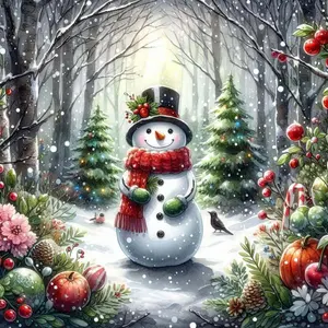 1pcs 5D DIY diamond painting kit, 5D diamond art set, DIY decoration, snowman, Christmas tree, forest, diamond painting kit full round drill DIY, mosaic, diamond art, Diamond art tools, DIY art home decoration, suitable for Halloween and Christmas.