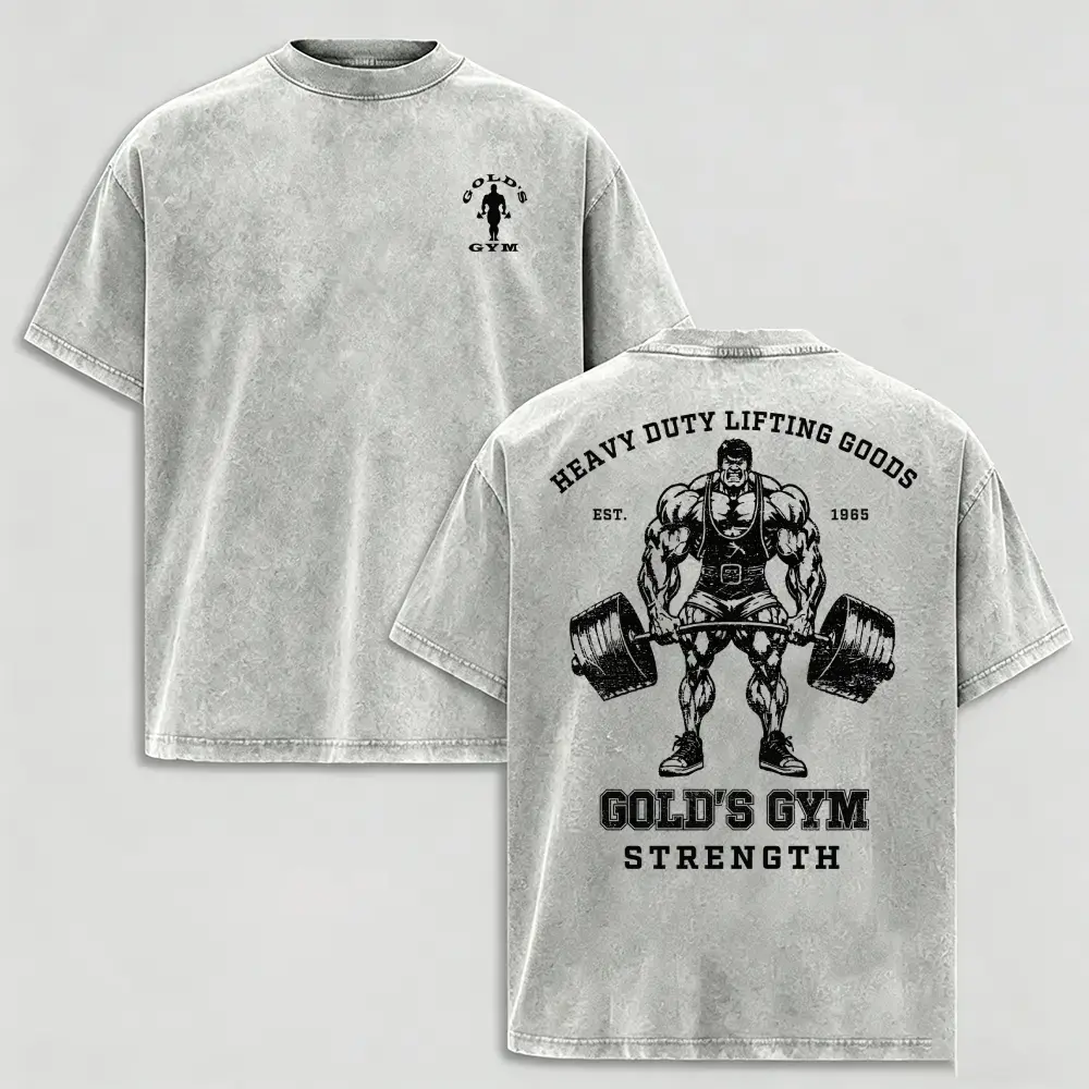 Men's Washed Pure Cotton T-Shirt HEAVY DUTY LIFTING GOODS FUNNY GYM SHIRT STREETWEAR GRAPHIC TEE