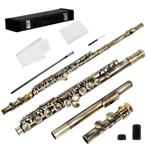 16 Hole Closed Hole Flute, C Key Bronze Band Performance Flute Instrument, Musical Instrument for Beginners, Music Accessories
