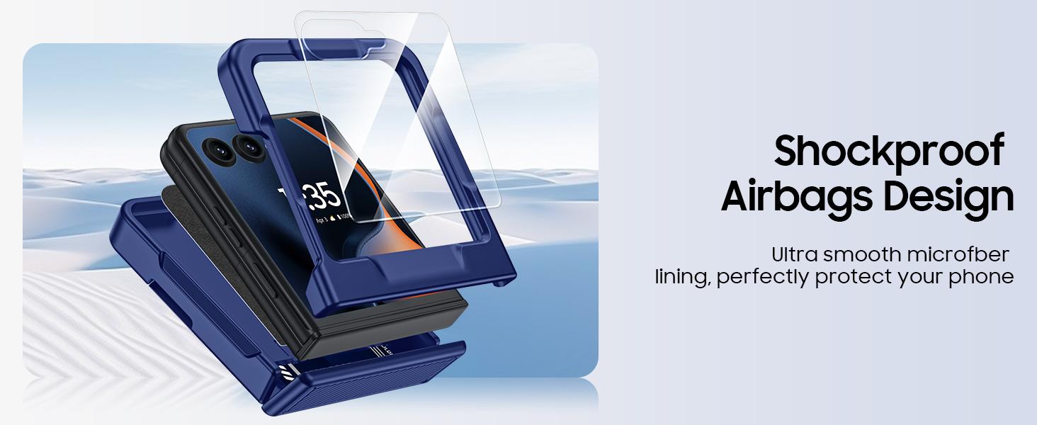 Vizvera for Motorola Razr Case w/ RFID Blocking – Card Holder, Hinge Protection & Screen Protector