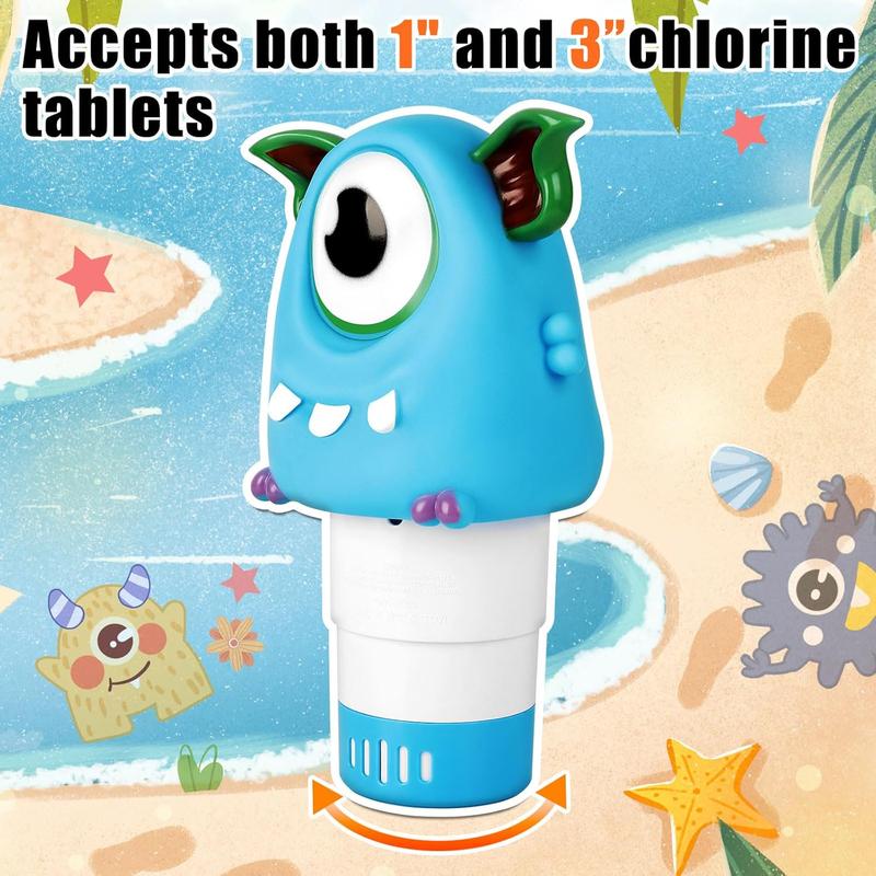 Pool Chlorine Floater, Chomper Collapsible Floating Chlorine Dispenser, Fits 1 and 3 Inch Tablets & Bromine Holder for Large and Small Pool, Hot Tub, Spa