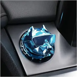 Car Push to Start Button Cover, Bully Dog Car One Button Start Stop Decorative Cover, Universal Vehicle Interior Engine Ignition Switch Protection Button Cover Sticker for Car SUV Truck (Blue)
