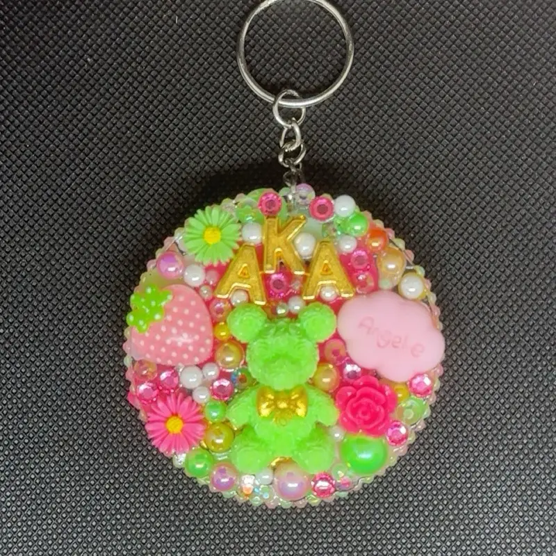 AKA Bling Out Keychain - Colorful Bead-covered Design with Keyring Attachment