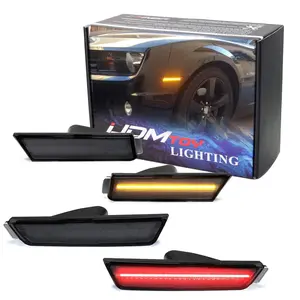 iJDMTOY Smoked Lens Amber/Red Full Side Marker Lights For 10-15 Chevy Camaro, (Front: Amber, Rear: Red) Powered by Total of 96 SMD LED Diodes