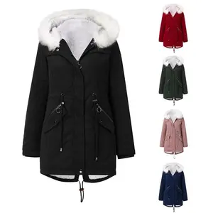 Yiyuan Winter Must-Have!Mid-Length Hooded Parka �C White Fur Collar, Fleece-Lined �C Ideal for Coffee Runs & Holiday Shopping