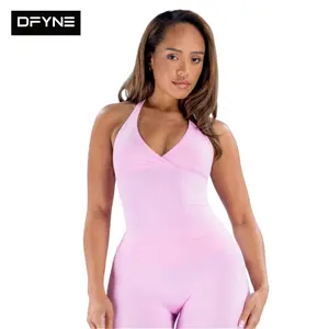DFYNE Women’s Cross Halter Workout Set High Waisted Butt Lift Shorts Activewear