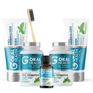 Great Oral Health Patented System Plus - Mint Charcoal Gentle Mouthwash Repair Restore Sensitive Whitening Xylitol Fluoride Free Oral Hygiene Recovery Kit