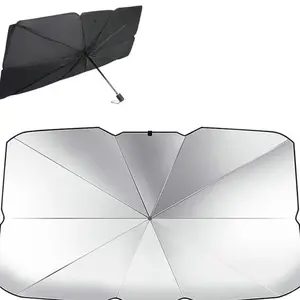 Windshield Sun Shade for Cars, SUVs & Trucks – Foldable Umbrella Sun Visor for Car, Heat & UV Protector with Storage Pouch (Large (55x31 inch))