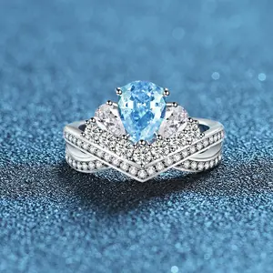 S925 Sterling Silver 0.5 Carat Princess Ring Teardrop Cut, Classic Design, Valentine's Day Gift for Girlfriend US Size 6-9 Marquise Diamond Shape Solitaire Engagement Rings Promise Rings