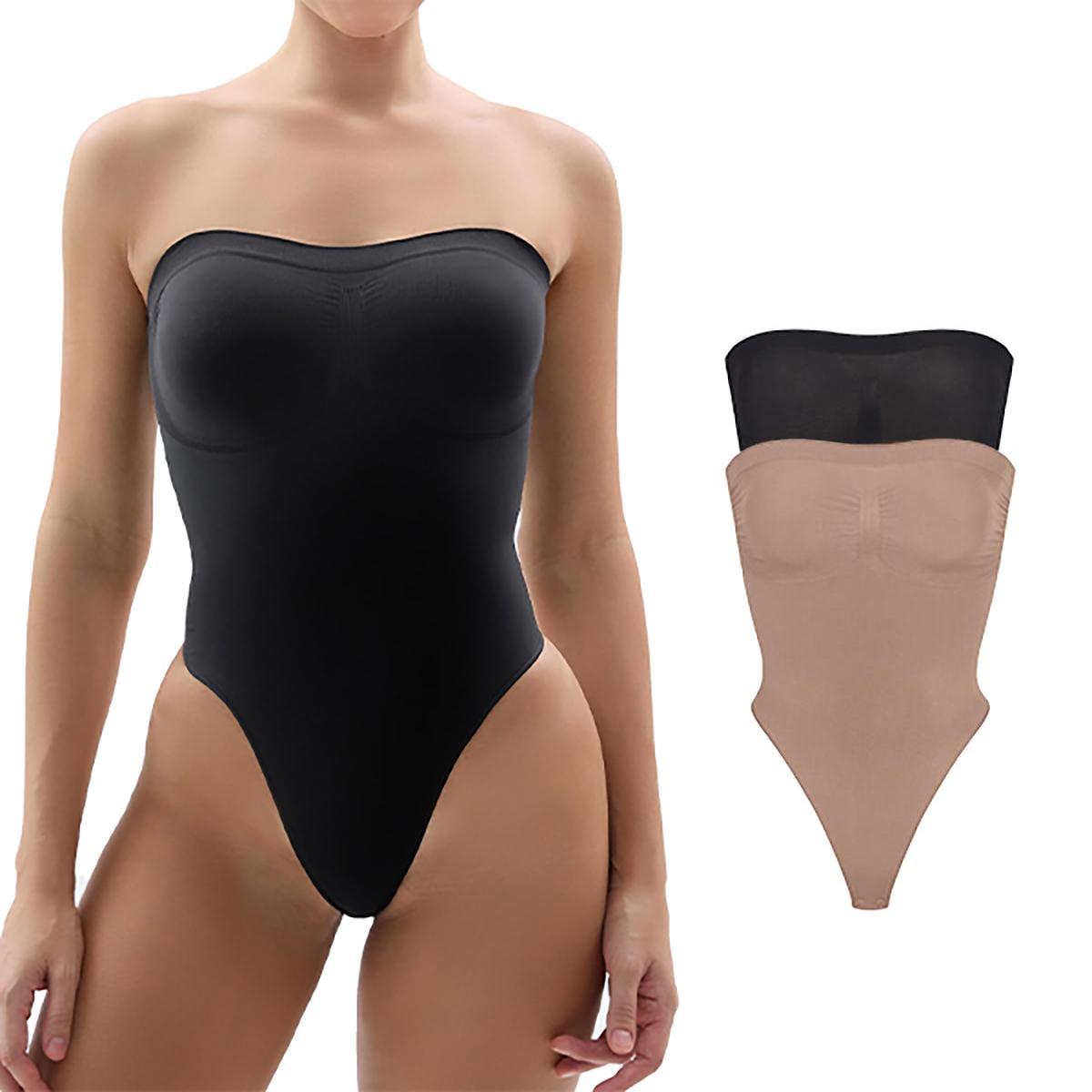 SHAPERX Strapless Bodysuit Tummy Control Shapewear Seamless Women Thong/ Shorts Style Ultra Stretch Fabric Breathable Me