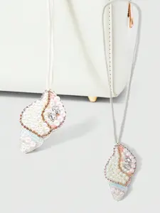 Handmade Pearl Shell Charm Pendant, Boho Style Keychain or Car Ornament, Perfect for Vacation Bags and Woven Handbags Decor, Charms For Bags