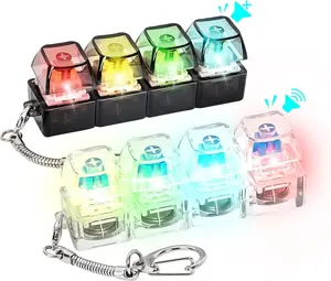 Keyboard Fidget Toy, Light-Emitting Keychain, Portable Keychain Light, 4-in-1 Decompression Button Stress-Relief Gift with Transparent Options