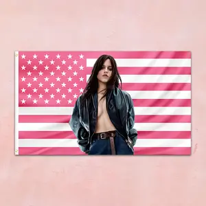 Pink Jenna Ortega Pink 2 Side Flag 3×5Ft Wall Flags Tapestry Custom Color Flag Beautiful Girl Wall Hanging College Dorm Wall Art Home Decor for Bedroom Living Room Decor Gift For Fan Design Banner Christmas Gift