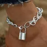 Fashion Chain & Lock Design Anklet for Women & Girls, Dainty Layered Anklet, Casual Plain Anklet for Party, Daily Clothing Decor, Trendy All-match & Exquisite Jewelry, Fashionable Accessories for Birthday Gift, Fashion Cool Accessories