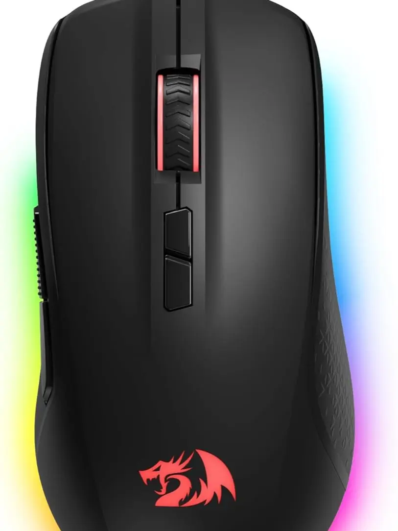 Redragon Wired Gaming Mouse - Black, RGB Backlits, 7 Programmable Macro Buttons, Max 12800 DPI, 1000Hz Polling Rate, 20m+ Keystroke Life, Ergonomic Design, High Accuracy, Non-Slip, for Laptops