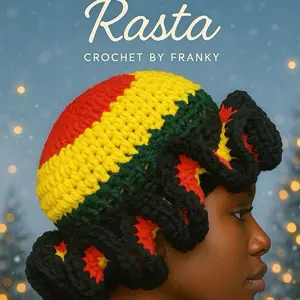 Rasta XL Crochet Handmade Ruffle Bucket Hat Trendy Acrylic Casual Summer Multi-Color Women's Fashion Accessory by Franky