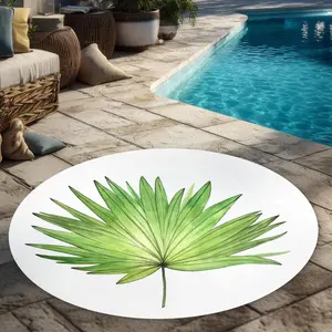 Begin Home Decor C1COAR55NO09DP 5 x 5 ft. Petticoat Palm - Green Botanical Outdoor Area Rug for Home Decor - Round