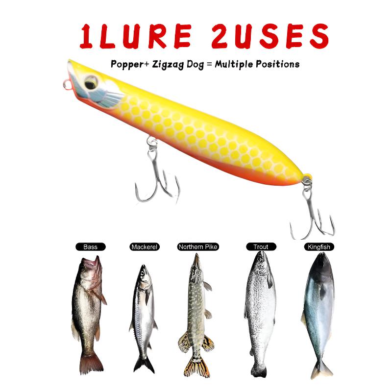 Scarlet Big Fishing Lure P2 Popper Lures with 3D Eyes, Joybait Bait Dog Mud Puppy Fishing Bait Ultra Topwater Saltwater Fishing Lures, Fishing Equipment Including Rod for GT Tuna Bass Large Fish Surf & Offshore Saltwater Fishing#big fishing lure p2