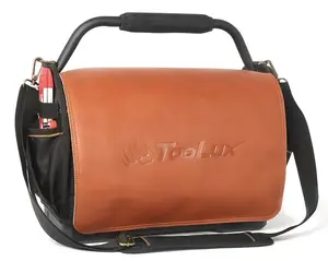 17″ Open tool tote with Real Leather Flap