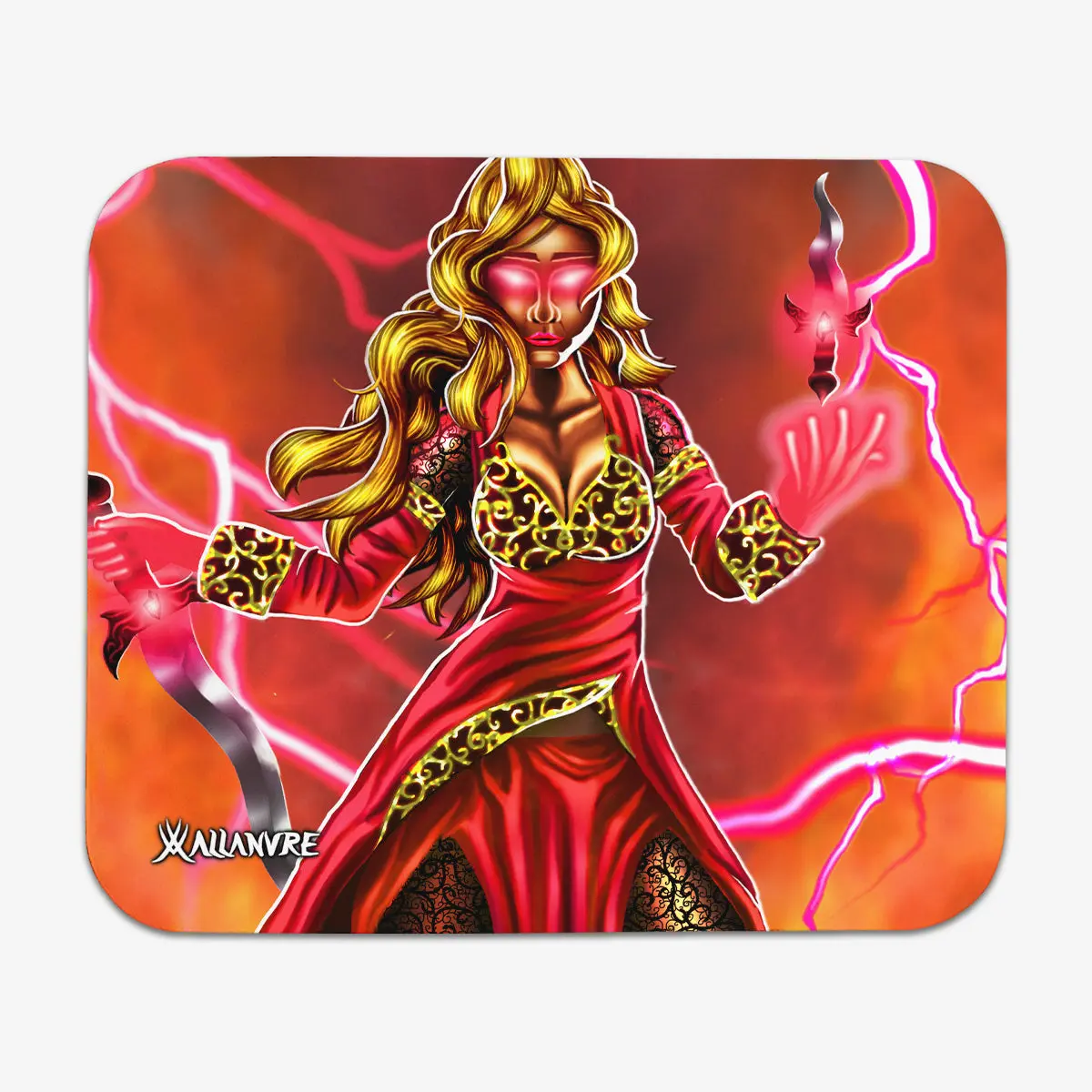 Red Mage Lightning Gaming Mouse Pad, Computer Gaming Accessories, Anti-Slip Base Mouse Mat with Precise Control for Gamers/Workers, Multi-Size Desktop Mat, Colorful Art