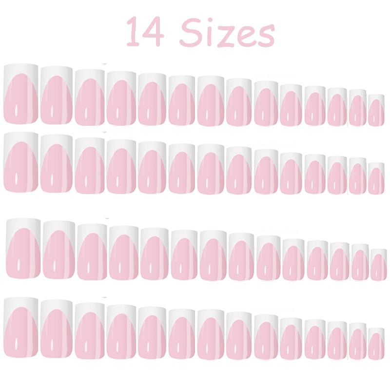 140Pcs French Gel Nail Tips, French Tip Press on Nails Short Square, Glossy Natural Artificial Full Cover Cute False Nails Pre-lasting, Short Square Press On Nails Fake Nails Extensions Gel Nail Tips Nail Art DIY Manicure Gifts for Women, Nail Tips Kit
