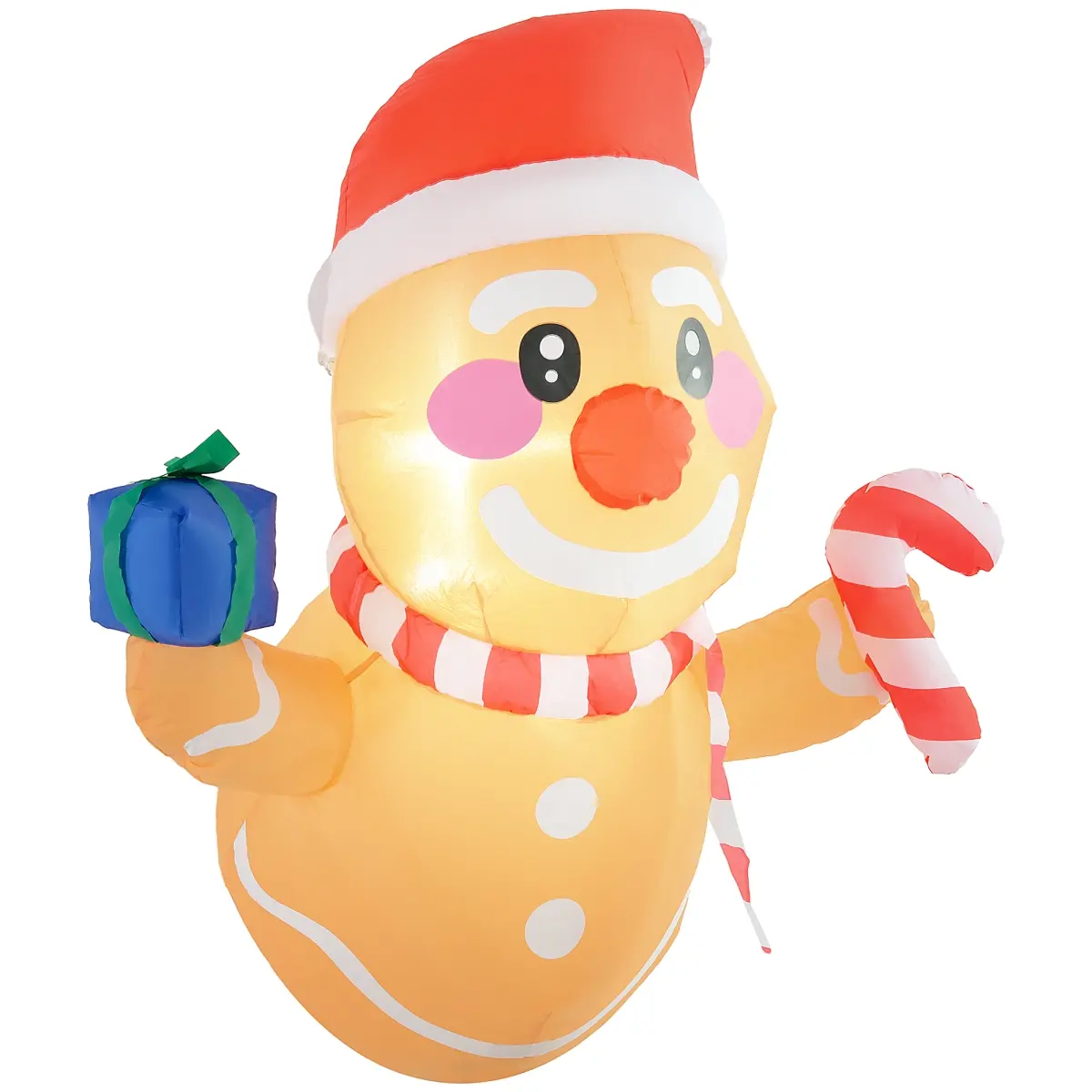 Outsunny 3 ft. Inflatable Christmas Figure, 212 Main 844-975V80BN Gingerbread with Gift Box & Candy Cane Window Lean-Out Outdoor Holiday Decoration with Built-in LEDs