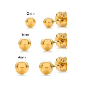 14K Solid Yellow Gold Classy 2mm, 3mm, and 4mm Ball Studs, Gold Ball Studs, Tiny Stud Earrings, Ball Earrings, Small Gold Studs