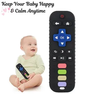 Baby Remote Teether Toy – Silicone TV Remote Chew Toy for Infants 3-24 Months, Teething Relief for Babies & Toddlers (Black)