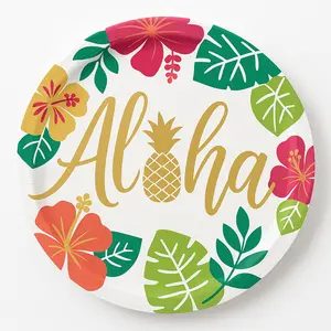 Aloha Tropical Floral Paper Plates, 10.5-Inch, 8-Pack - 10.5 in.