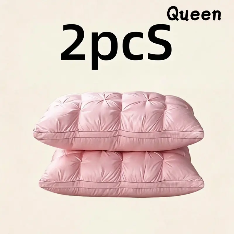 2pcs Luxury Hotel-Quality Pillows, Queen Size High Resilience Plush Fill, HypoallergenicPolyester Fabric, Soft Comfortable for Deep Sleep. Ideal for Side Back Sleepers, BreathableCooling, All-Season Use, Machine Washable