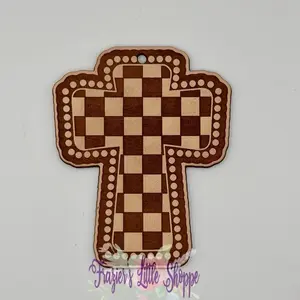 Checkered cross Leather Freshie - Stylish Long Lasting Fragrance for Small Spaces Trendy Design Custom Scent Options Perfect for Cars and Offices