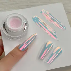 Cushion Aurora Chrome Nail Powder -Mermaid Aurora Effect,Nail Art Glitter Decoration for Home DIY Salon Manicure Purple Blue with Coral Sheen