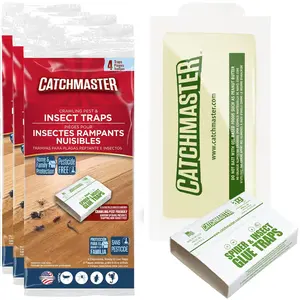 Indoor Crawling Insect Glue Traps for Home Pest Control, Pesticide-Free Adhesive Boards for Roaches, Spiders, Ants and Crickets, 12 Count Value Pack