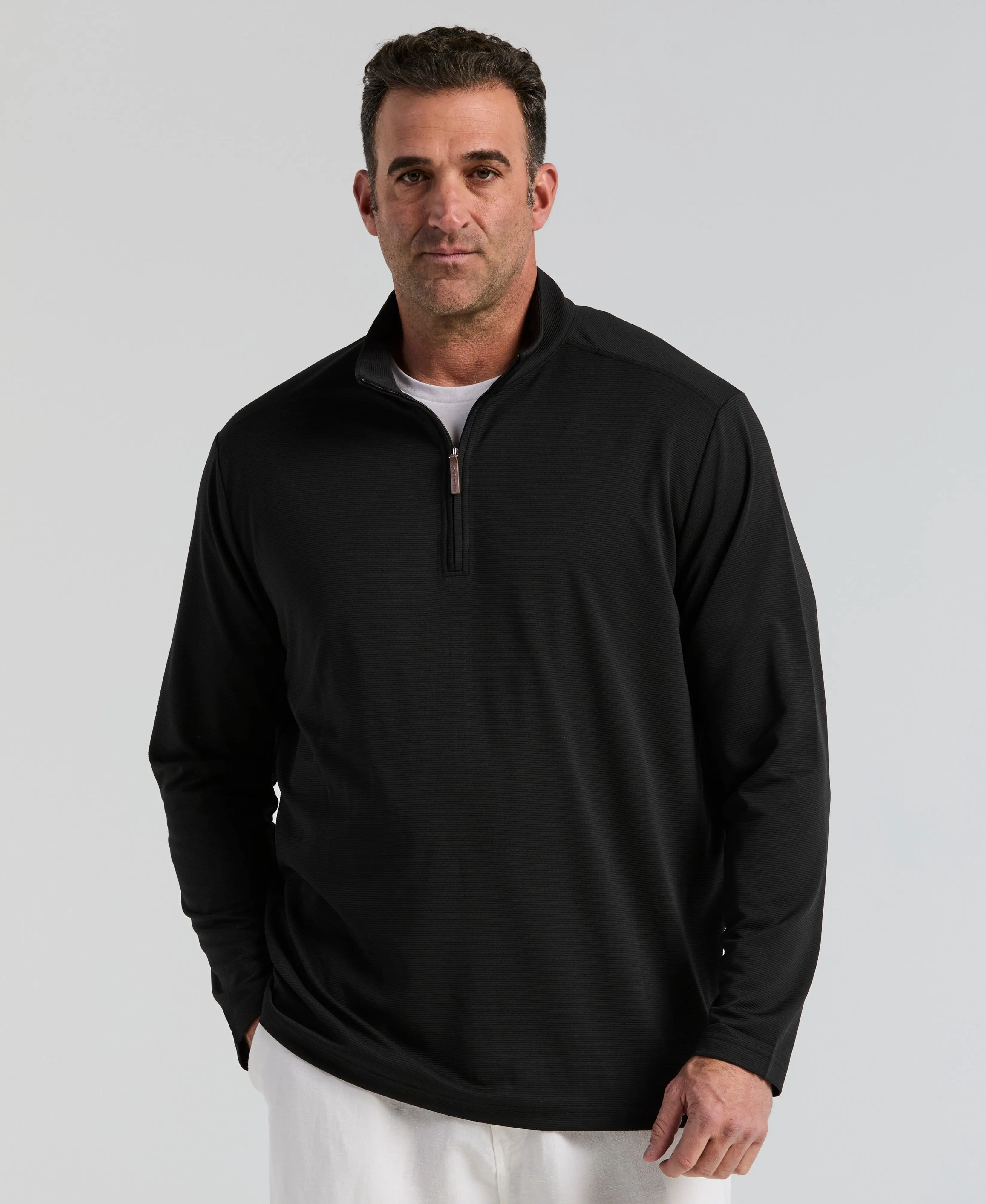 Big & Tall Solid Textured 1/4 Zip Pullover Sweater